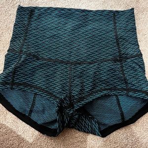 Blue and black Lululemon Spandex Shorts